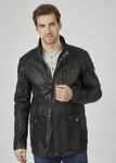 bugatti Lederjacke BUANDIAMO Grau/Dunkelgrün/Dunkelgrau