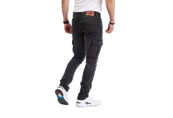 Styleko Chinohose Cargohose Jeans Dunkelblau/Weiß/Blau