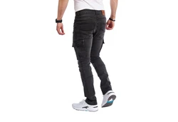 Styleko Chinohose Cargohose Jeans Dunkelblau/Weiß/Blau