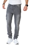 Styleko Herren Cargo Jeans Hose Stretch 8003 Dunkelblau/Weiß/Blau