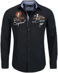 Frchtl Langarmhemd Slim-Fit Dunkelblau/Schwarz/Hellblau