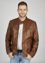 Lederjacke BUALBERTO mit Druckknopfriegeln und Reiverschlssen