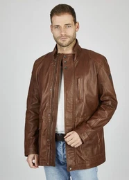 Lederjacke BUANDIAMO mit Druckknopfleiste und Stehkragen