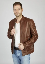 Lederjacke BUAPOLLO mit Schultersteppung und Reiverschlssen