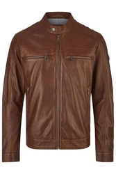 bugatti Lederjacke BUAMADEO mit Stehkragen Braun/Dunkelbraun/Rot