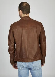 bugatti Lederjacke BUAMADEO mit Stehkragen Braun/Dunkelbraun/Rot