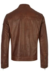 bugatti Lederjacke BUAMADEO mit Stehkragen Braun/Dunkelbraun/Rot