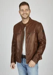 bugatti Lederjacke BUAMADEO mit Stehkragen Braun/Dunkelbraun/Rot
