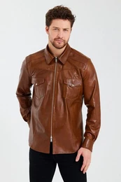 Lederjacke mit praktischem Zwei-Wege-Reiverschluss