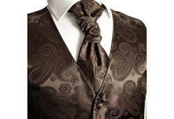 Paul Malone Anzugweste Herren Hochzeitsweste mit Plastron Set (V19) braun (V96)