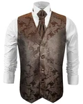 Paul Malone Anzugweste Herren Hochzeitsweste mit Plastron Set (V19) braun (V96)