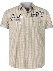 Jan Vanderstorm Kurzarmhemd AJULE mit Knopfleiste Khaki/Grau/Beige/Creme