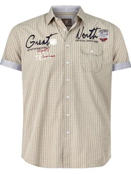 Jan Vanderstorm Kurzarmhemd AJULE mit Knopfleiste Khaki/Grau/Beige/Creme