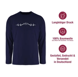 Shirtracer Rundhalsshirt Berge Herzschlag Geschenk Bergliebhaber Bergliebe Apres Ski Party Dunkelblau