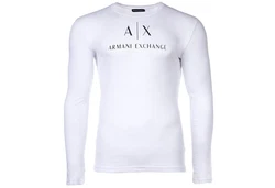 ARMANI EXCHANGE T-Shirt Herren Langarmshirt - Longsleeve Rundhals Logo schwarz/weiß