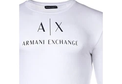 ARMANI EXCHANGE T-Shirt Herren Langarmshirt - Longsleeve Rundhals Logo schwarz/weiß