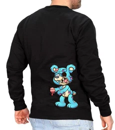 Rundhalspullover Herren Pullover Langarmshirt Sweatshirt Pulli mit Cartoon Motiv