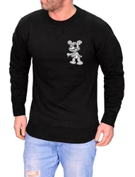 RMK Rundhalspullover Herren Pullover Langarmshirt Sweatshirt Pulli Schwarz/Beige/Braun/Grau