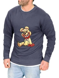 Rundhalspullover Herren Pullover Langarmshirt Sweatshirt Pulli Cartoon Runder Hals
