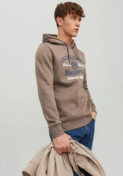 Jack & Jones Kapuzensweatshirt LOGO SWEAT HOOD Beige/Khaki/Braun/Grau