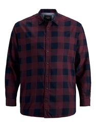Jack & Jones Langarmhemd JJEGINGHAM Rot/Dunkelrot/Lila