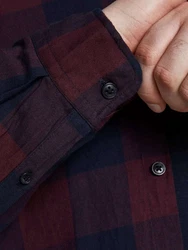 Jack & Jones Langarmhemd JJEGINGHAM Rot/Dunkelrot/Lila