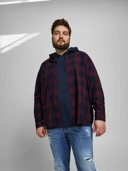Jack & Jones Langarmhemd JJEGINGHAM Rot/Dunkelrot/Lila