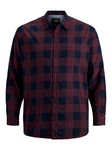 Jack & Jones Langarmhemd JJEGINGHAM Rot/Dunkelrot/Lila