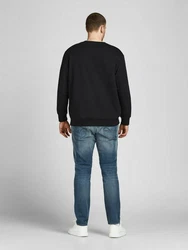 Jack & Jones Plus Sweatshirt BASIC SWEAT CREW NECK Schwarz/Dunkelgrau