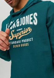 Jack & Jones Kapuzensweatshirt LOGO SWEAT HOOD Dunkelgrün/Grün/Türkis