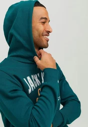 Jack & Jones Kapuzensweatshirt LOGO SWEAT HOOD Dunkelgrün/Grün/Türkis
