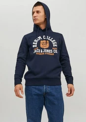 Jack & Jones Kapuzensweatshirt LOGO SWEAT HOOD Dunkelblau