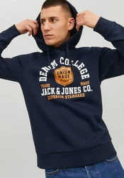 Jack & Jones Kapuzensweatshirt LOGO SWEAT HOOD Dunkelblau