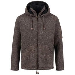 Strickjacke Herren Strickjacke Schurwolle Klassich Nordisch +Kapuze