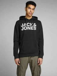 JACK & JONES Sweatshirt CORP Logo Hoodie anthrazit / wei