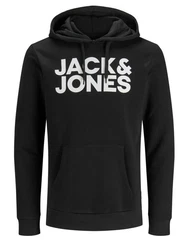 JACK & JONES Sweatshirt CORP Logo Hoodie anthrazit / wei