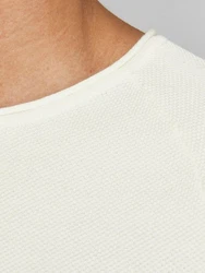 Jack & Jones Rundhalspullover JJEHill Weiß/Creme/Khaki