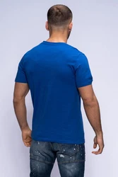 JACK & JONES Herren T-Shirt Kurzarmshirt Top Print Shirt Casual Basic O-Neck ELEMENTS TEE SS CREW NECK Blau/Dunkelblau