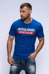 JACK & JONES Herren T-Shirt Kurzarmshirt Top Print Shirt Casual Basic O-Neck ELEMENTS TEE SS CREW NECK Blau/Dunkelblau