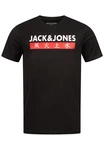 JACK & JONES Herren T-Shirt Kurzarmshirt Top Print Shirt Casual Basic O-Neck ELEMENTS TEE SS CREW NECK Schwarz