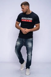 JACK & JONES Herren T-Shirt Kurzarmshirt Top Print Shirt Casual Basic O-Neck ELEMENTS TEE SS CREW NECK Total Eclipse