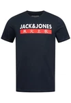 JACK & JONES Herren T-Shirt Kurzarmshirt Top Print Shirt Casual Basic O-Neck ELEMENTS TEE SS CREW NECK Total Eclipse