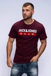 JACK & JONES Herren T-Shirt Kurzarmshirt Top Print Shirt Casual Basic O-Neck ELEMENTS TEE SS CREW NECK Dunkelrot/Bordeaux