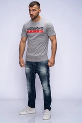 JACK & JONES Herren T-Shirt Kurzarmshirt Top Print Shirt Casual Basic O-Neck ELEMENTS TEE SS CREW NECK Blau/Grau/Schwarz/Dunkelgrau/Hellgrau