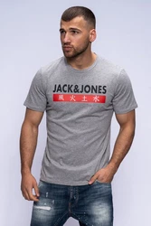 JACK & JONES Herren T-Shirt Kurzarmshirt Top Print Shirt Casual Basic O-Neck ELEMENTS TEE SS CREW NECK Blau/Grau/Schwarz/Dunkelgrau/Hellgrau