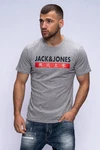 JACK & JONES Herren T-Shirt Kurzarmshirt Top Print Shirt Casual Basic O-Neck ELEMENTS TEE SS CREW NECK Blau/Grau/Schwarz/Dunkelgrau/Hellgrau