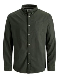 Langarmhemd Einfarbiges Plus Size Hemd bergren Business Shirt JJEOXFORD 4447 in Grn