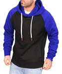 RMK Kapuzenpullover Herren Hoodie Langarmshirt Kapuze Basic Longsleeve Taschen Dunkelblau/Blau/Schwarz