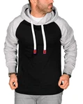 RMK Kapuzenpullover Herren Hoodie Langarmshirt Kapuze Basic Longsleeve Taschen Schwarz/Dunkelgrau/Grau