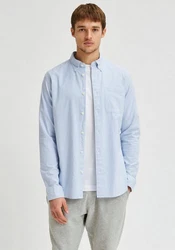 SELECTED HOMME Langarmhemd SLHREGRICK Hellblau/Blau